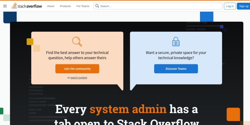 Une capture d'écran du site Web Stack Overflow.