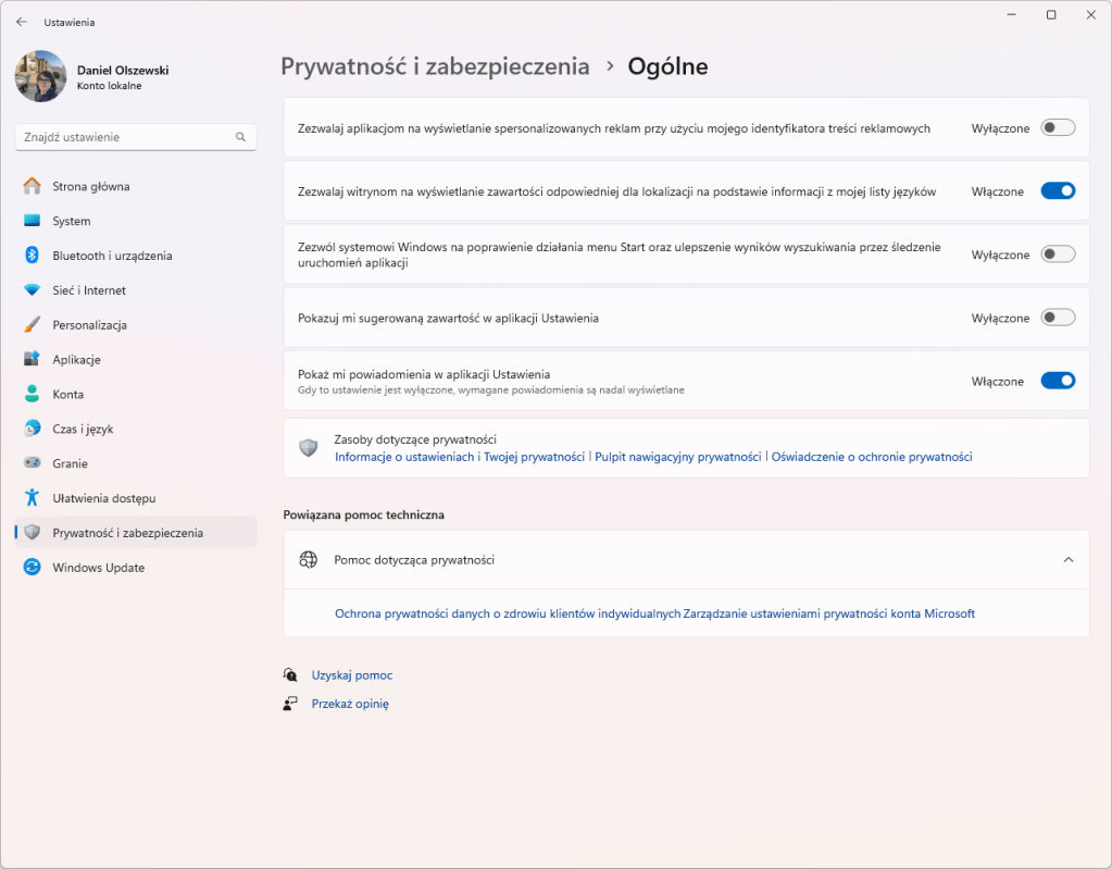 Paramètres de confidentialité